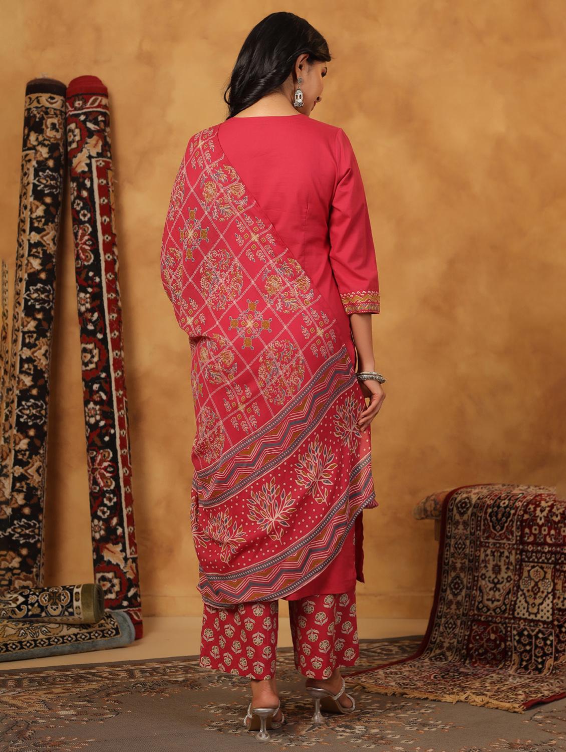 pink cotton kurta palazzo set - 22057881 - Standard Image - 4