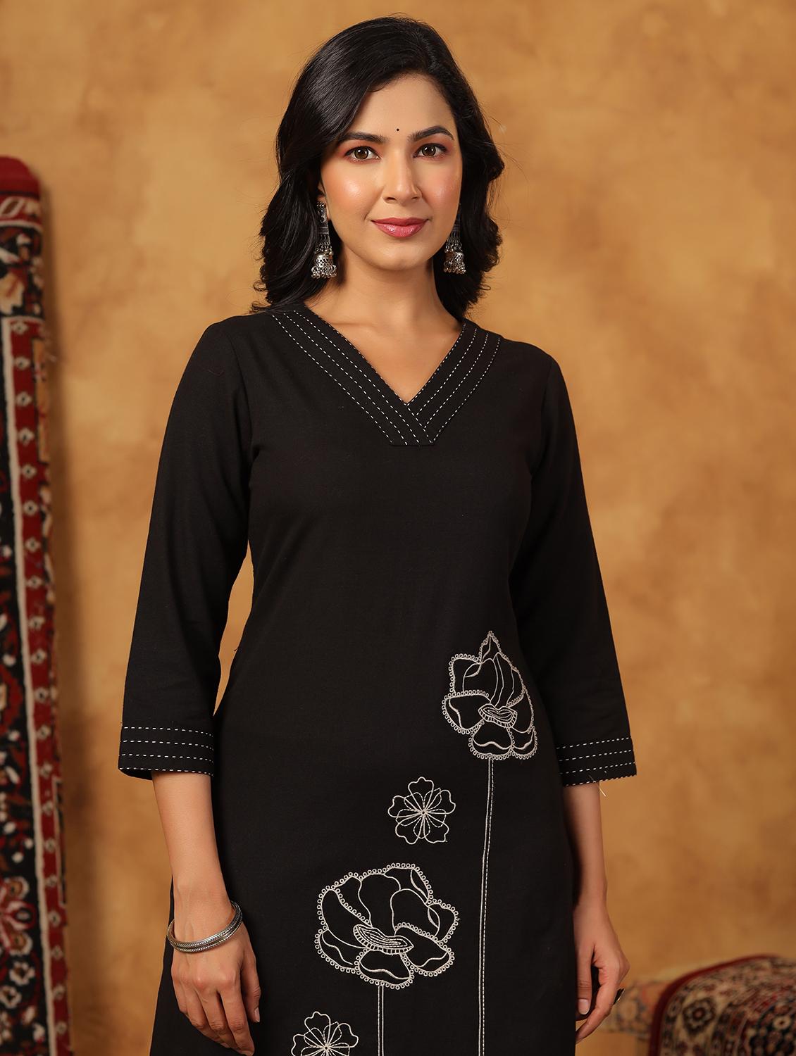 women embroidered three quarter sleeve kurta palazzo set - 22057883 - Standard Image - 4