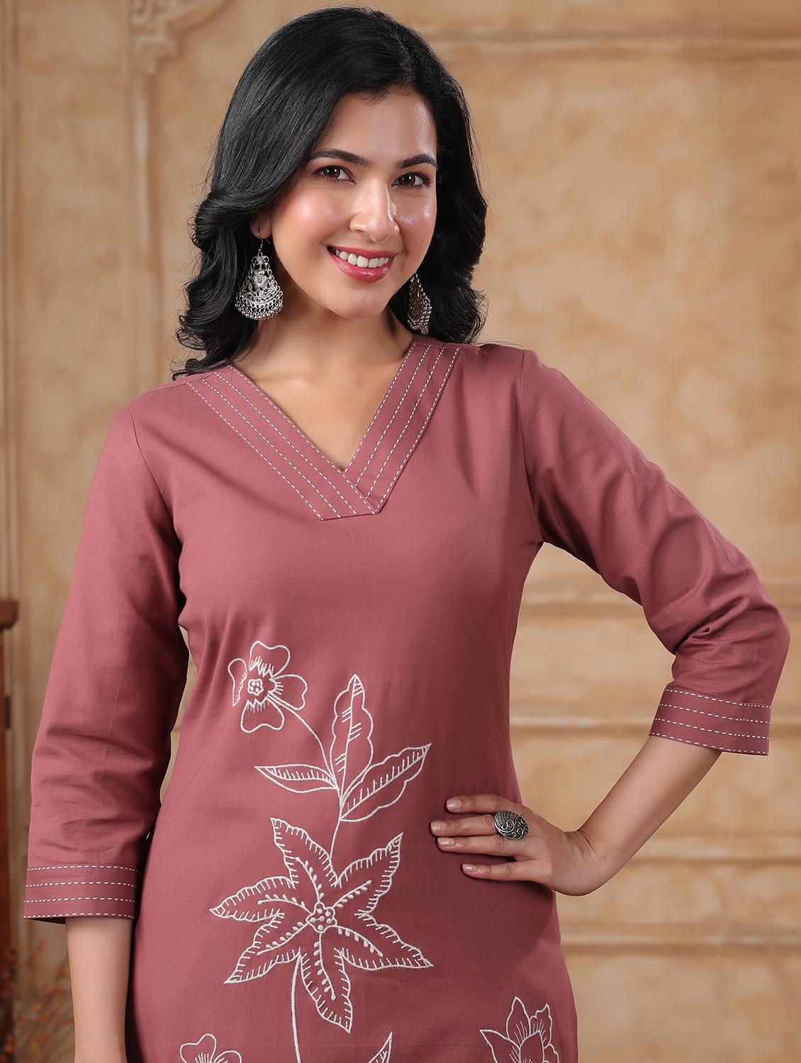 women embroidered three quarter sleeve kurta palazzo set - 22057887 - Standard Image - 4