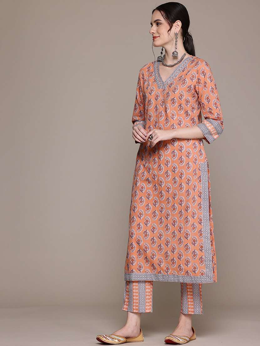 women three quarter sleeve kurta pant with dupatta set - 22057930 -  Standard Image - 1