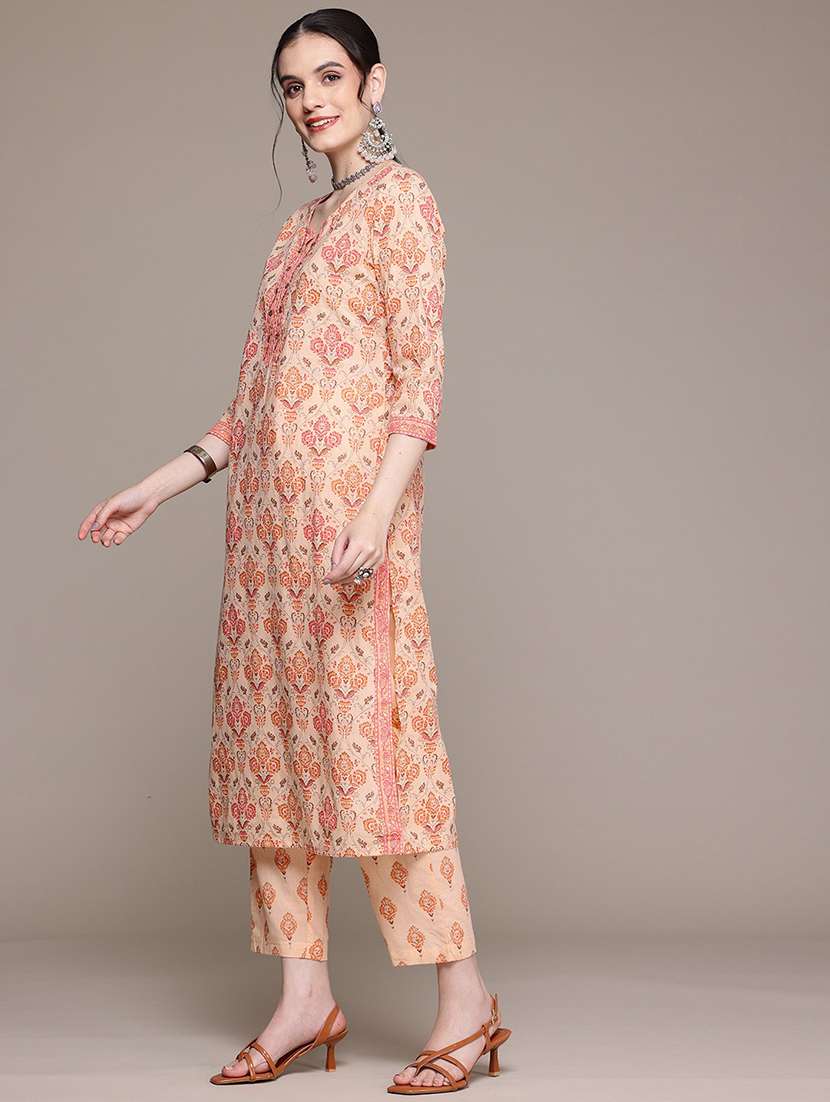 women three quarter sleeve kurta pant with dupatta set - 22057932 -  Standard Image - 1