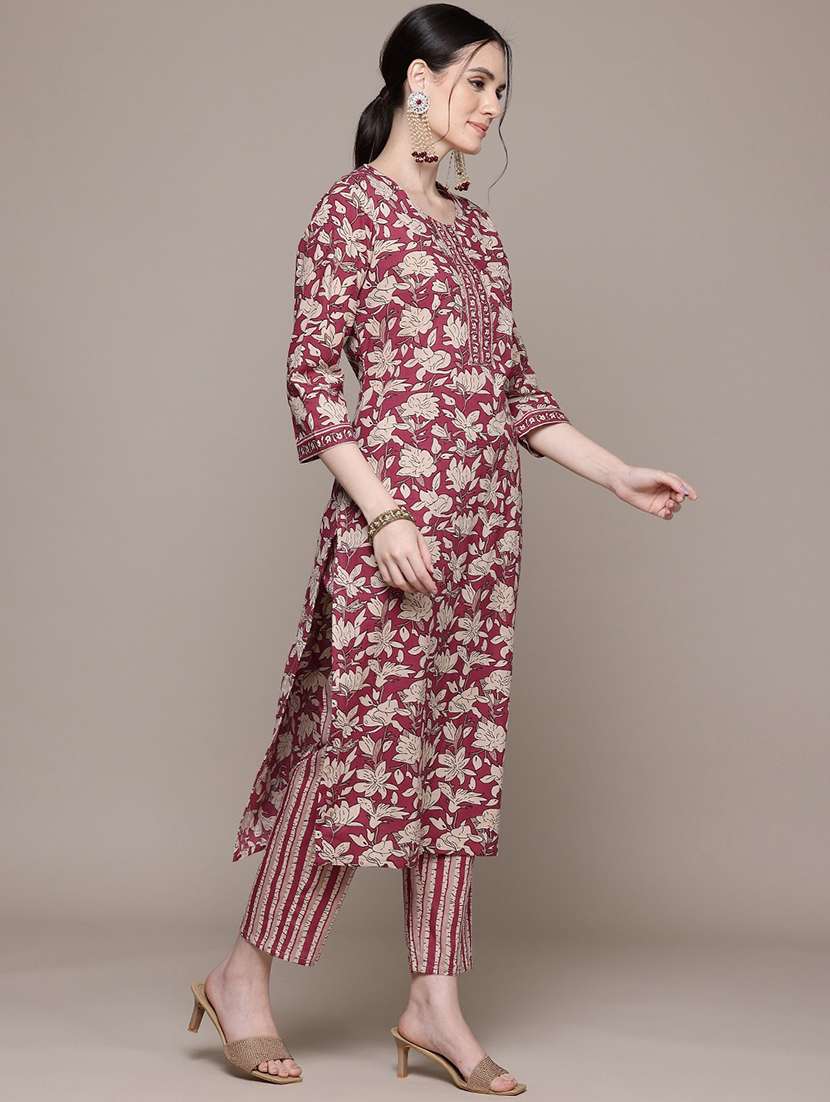 women three quarter sleeve kurta pant with dupatta set - 22057934 -  Standard Image - 1