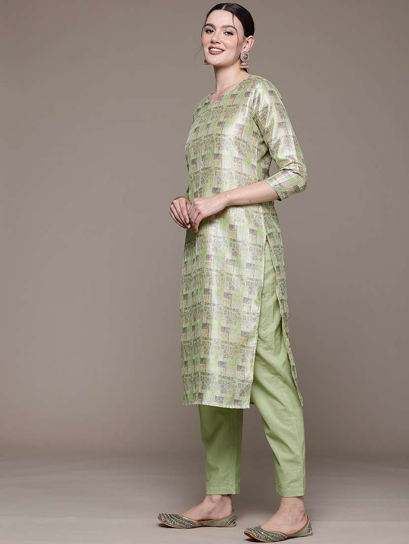 women three quarter sleeve kurta pant with dupatta set - 22057990 -  Standard Image - 1