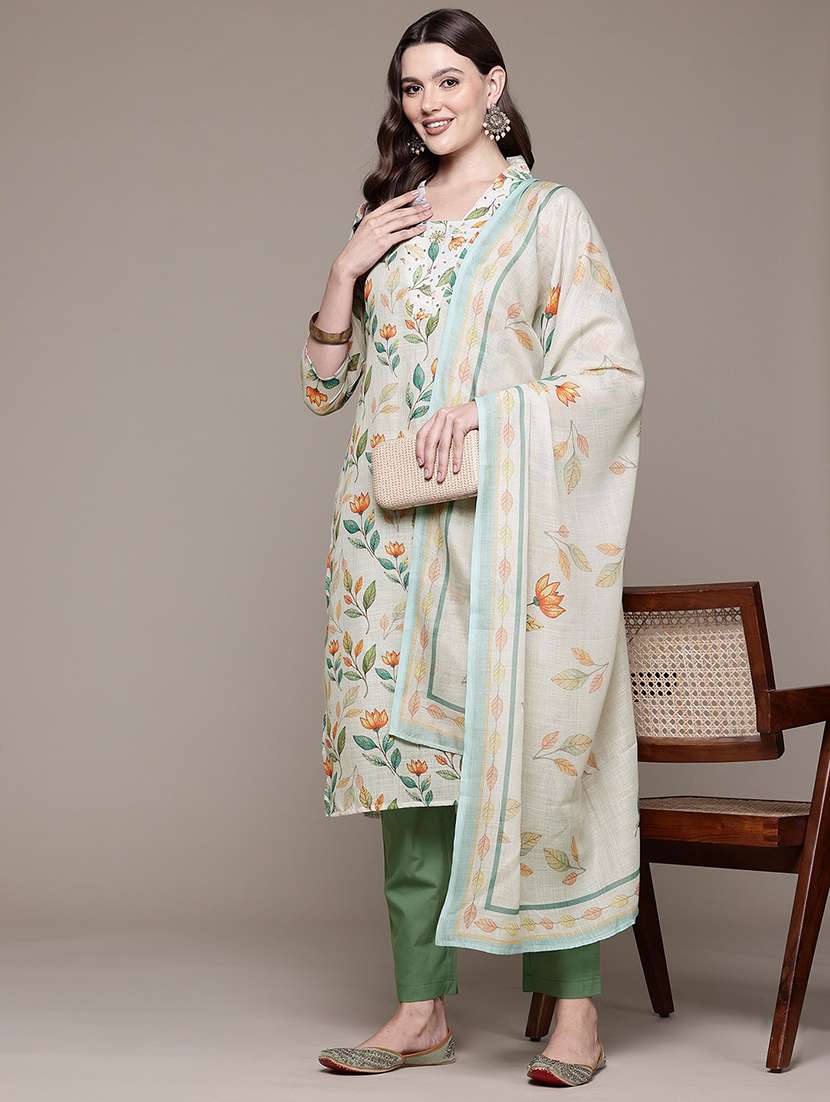 women three quarter sleeve kurta pant with dupatta set - 22057993 - Standard Image - 1