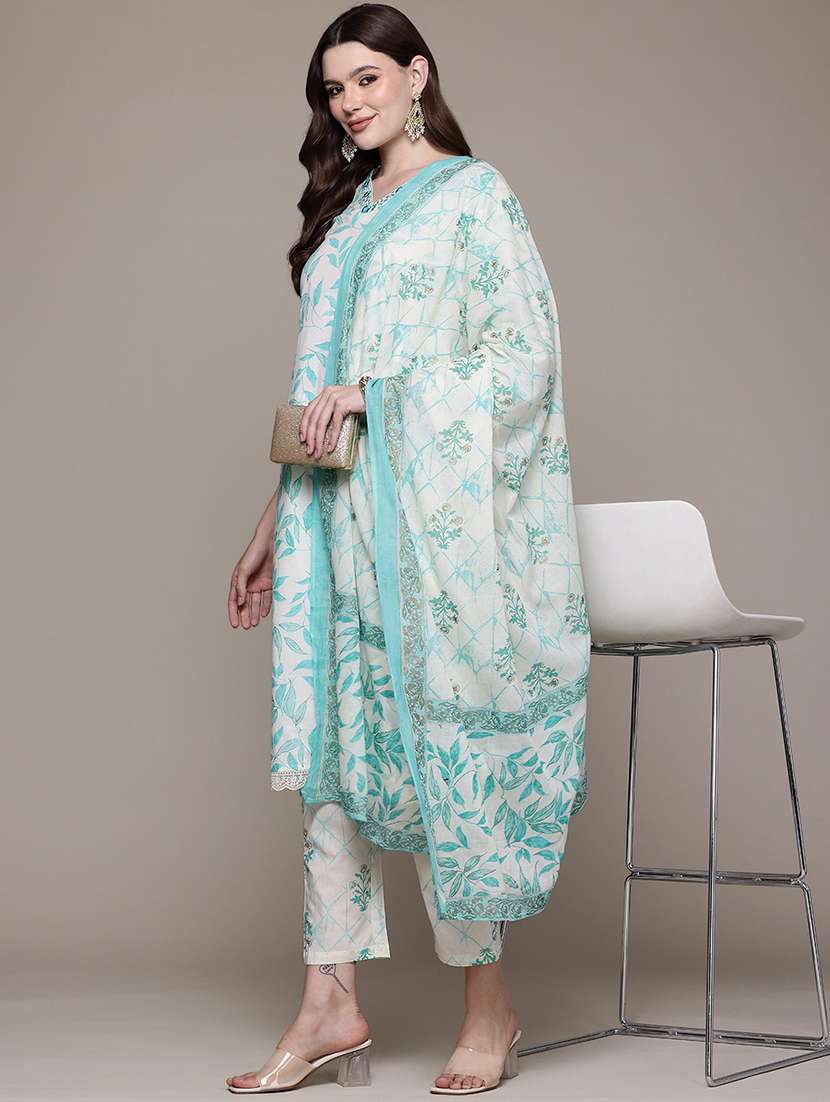 women three quarter sleeve kurta and pant withgh dupatta  - 22058027 -  Standard Image - 1