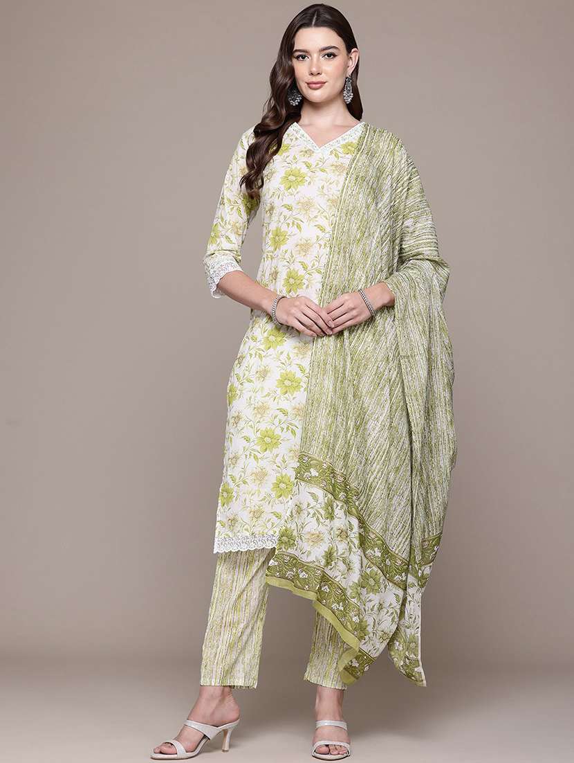 green cotton suit  set - 22058045 -  Standard Image - 1