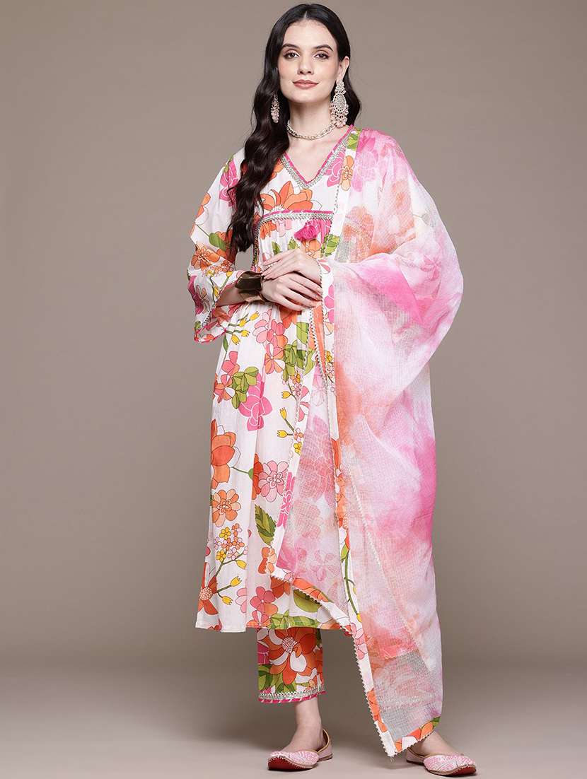 pink cotton kurta palazzo  set