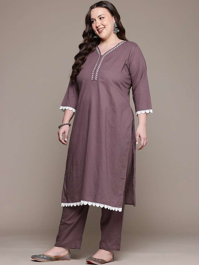 women three quarter sleeve kurta pant with dupatta set - 22058087 -  Standard Image - 1