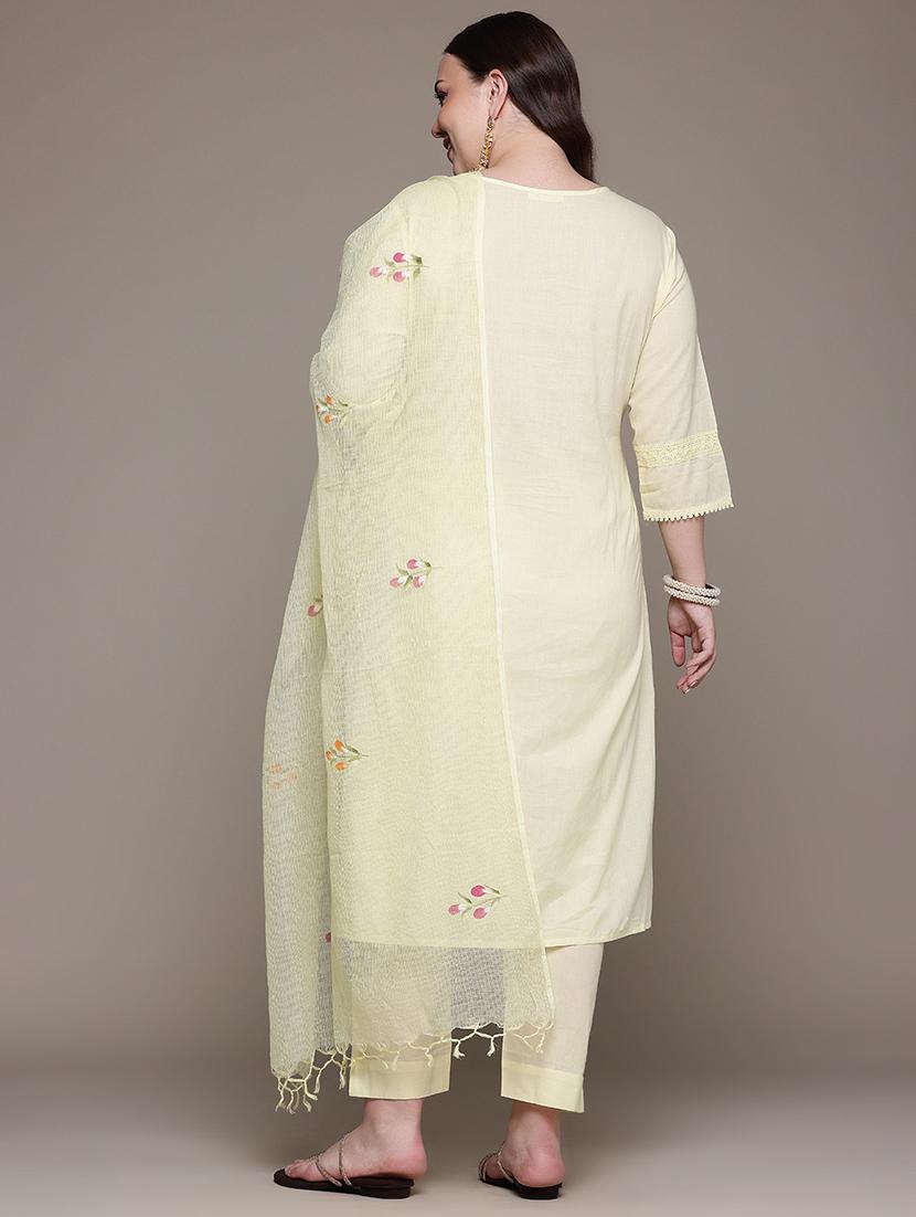women three quarter sleeve kurta pant with dupatta set - 22058092 - Standard Image - 4