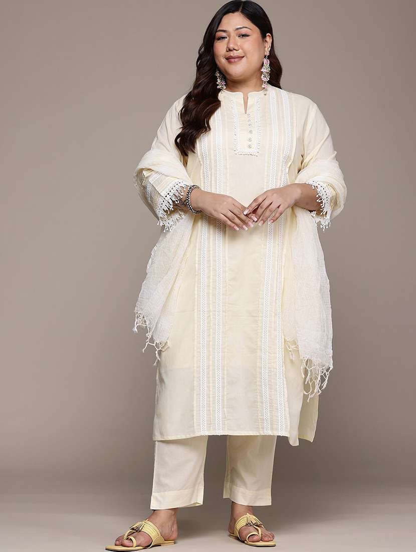 cream cotton suit  set - 22058093 -  Standard Image - 1