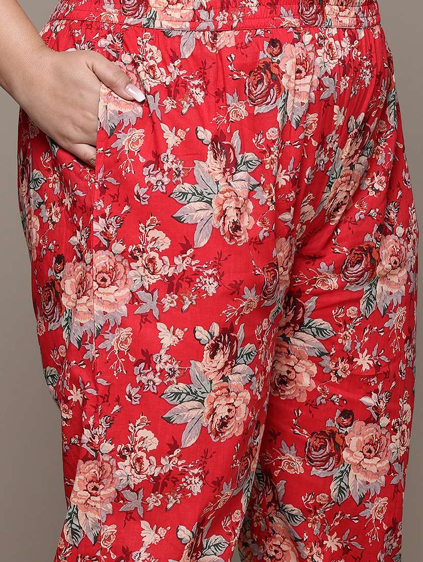 red cotton suit set - 22058094 - Standard Image - 4