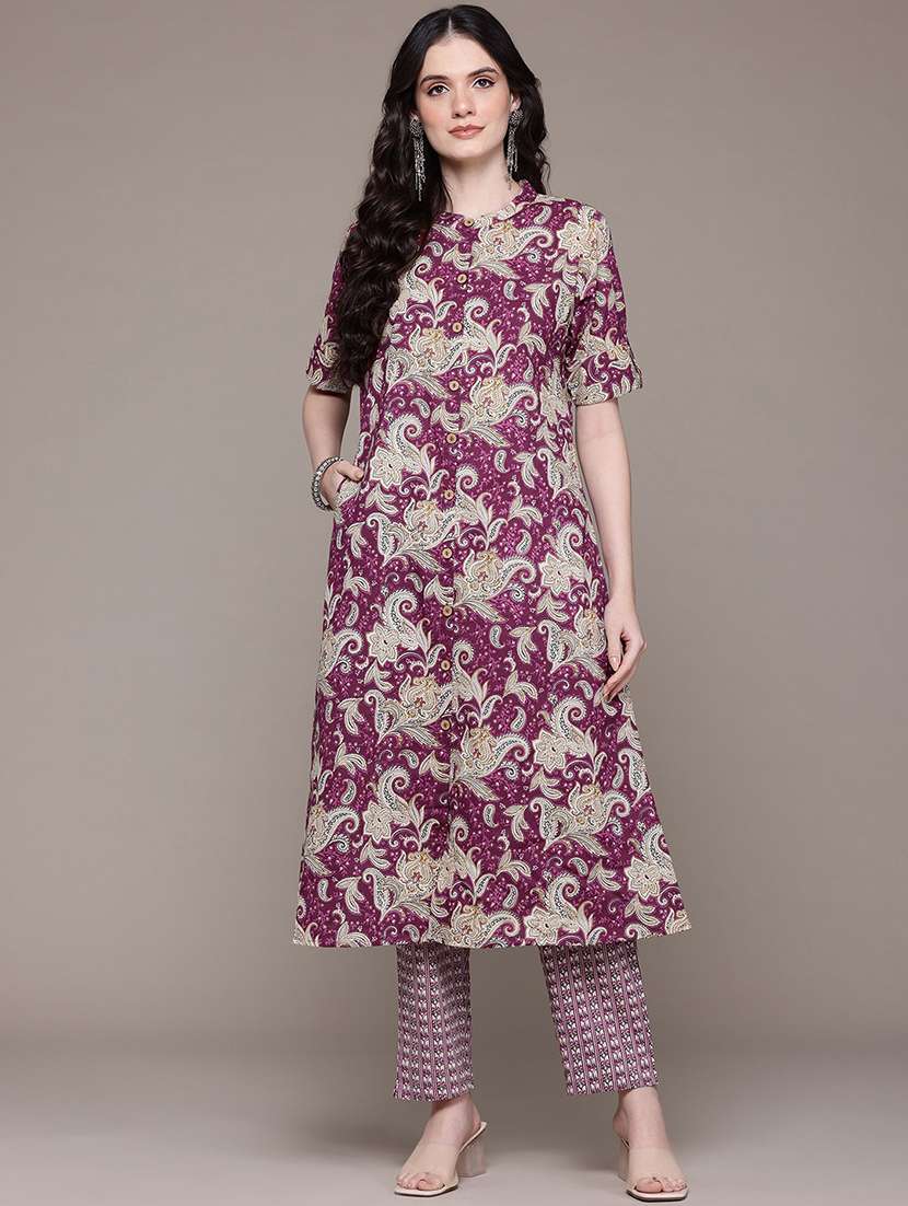 purple cotton suit  set - 22058098 -  Standard Image - 1