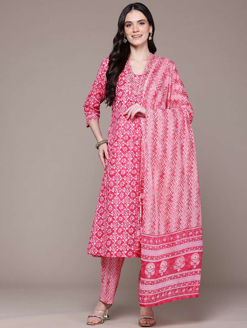 pink cotton suit  set - 22058100 -  Standard Image - 1