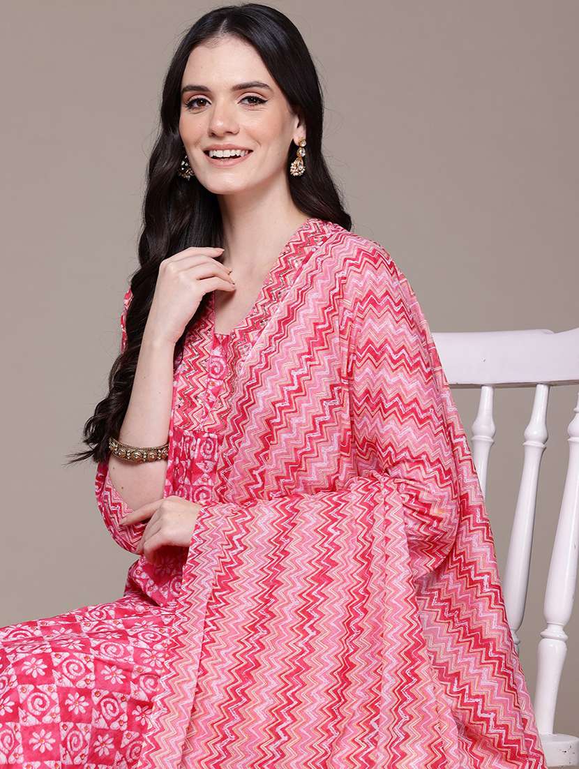 pink cotton suit  set - 22058100 -  Standard Image - 4