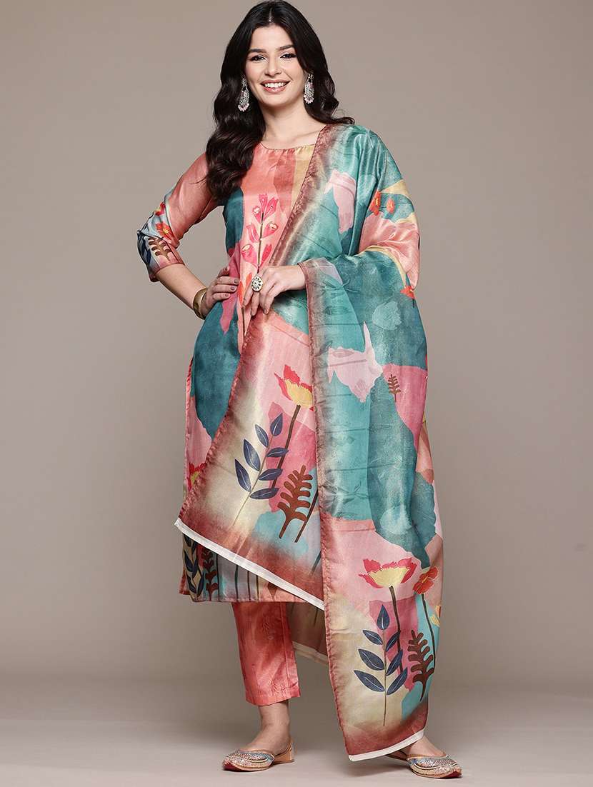 peach chanderi suit  set - 22058117 -  Standard Image - 1