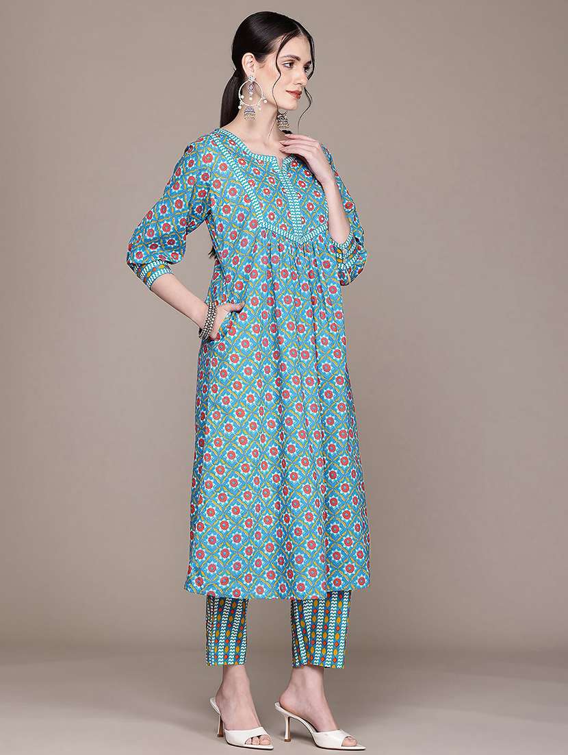 women three quarter sleeve kurta pant with dupatta set - 22058118 -  Standard Image - 1