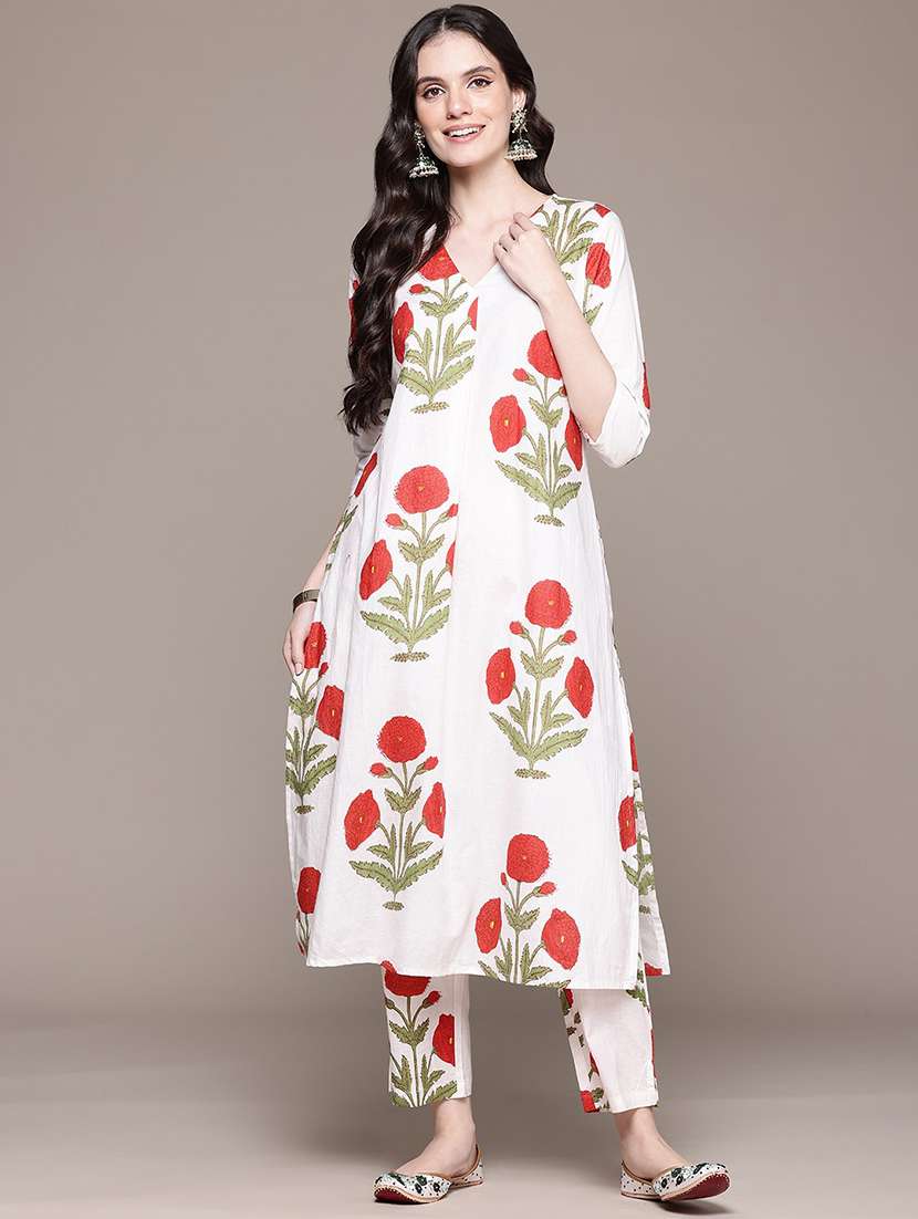 white cotton kurta palazzo  set - 22058120 -  Standard Image - 1