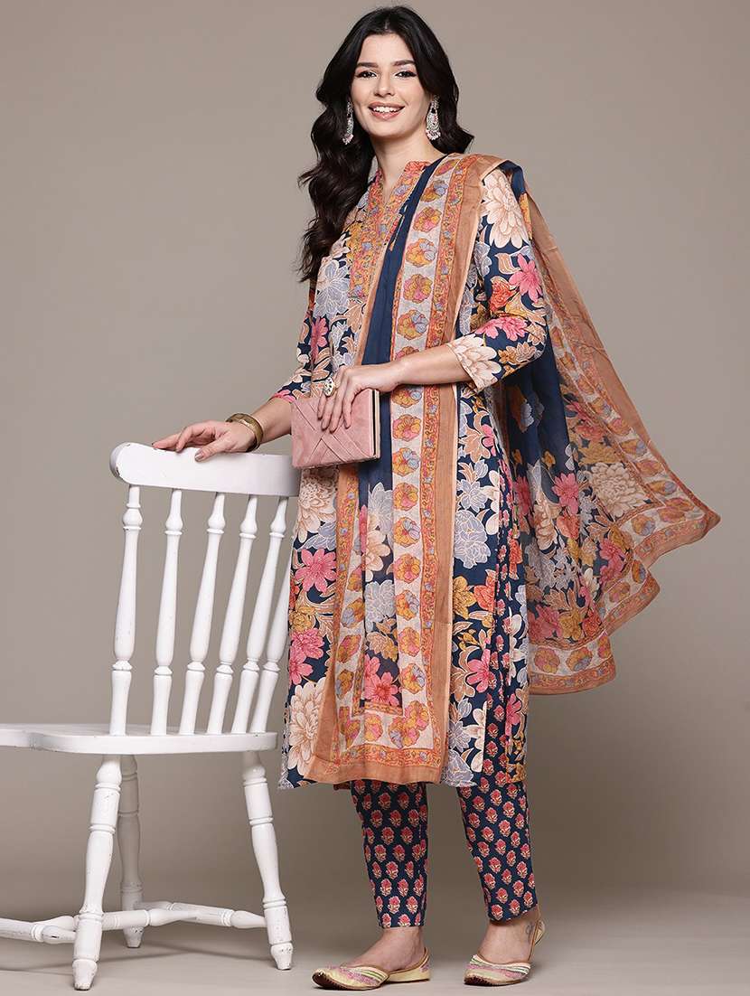 multi colored cotton suit  set