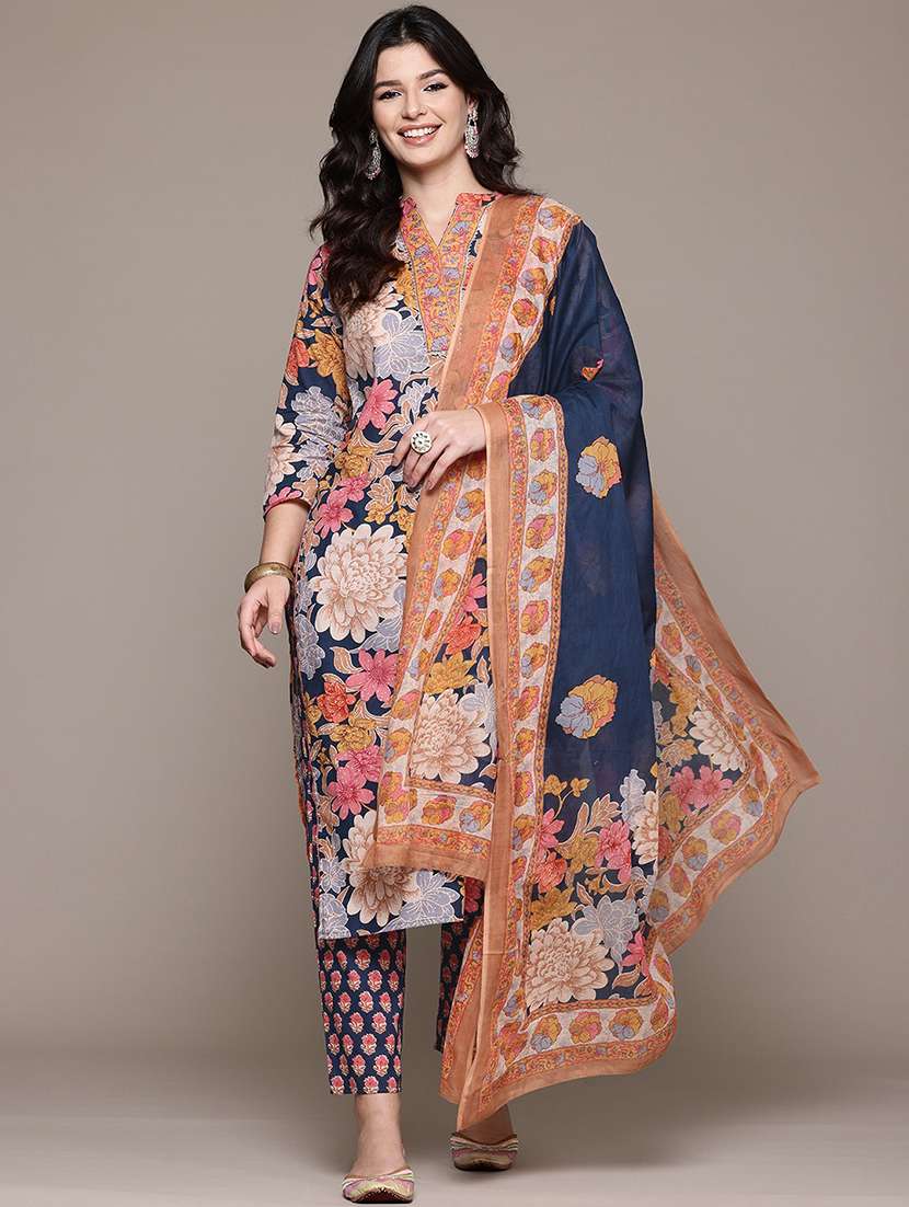 multi colored cotton suit  set - 22058125 -  Standard Image - 1