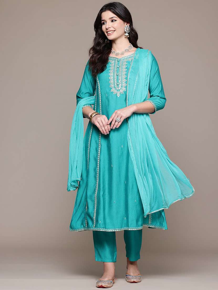 turquoise viscose suit  set - 22058127 -  Standard Image - 1