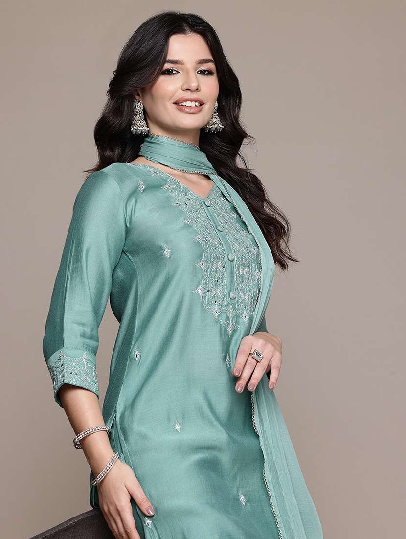 turquoise viscose suit  set - 22058131 -  Standard Image - 1