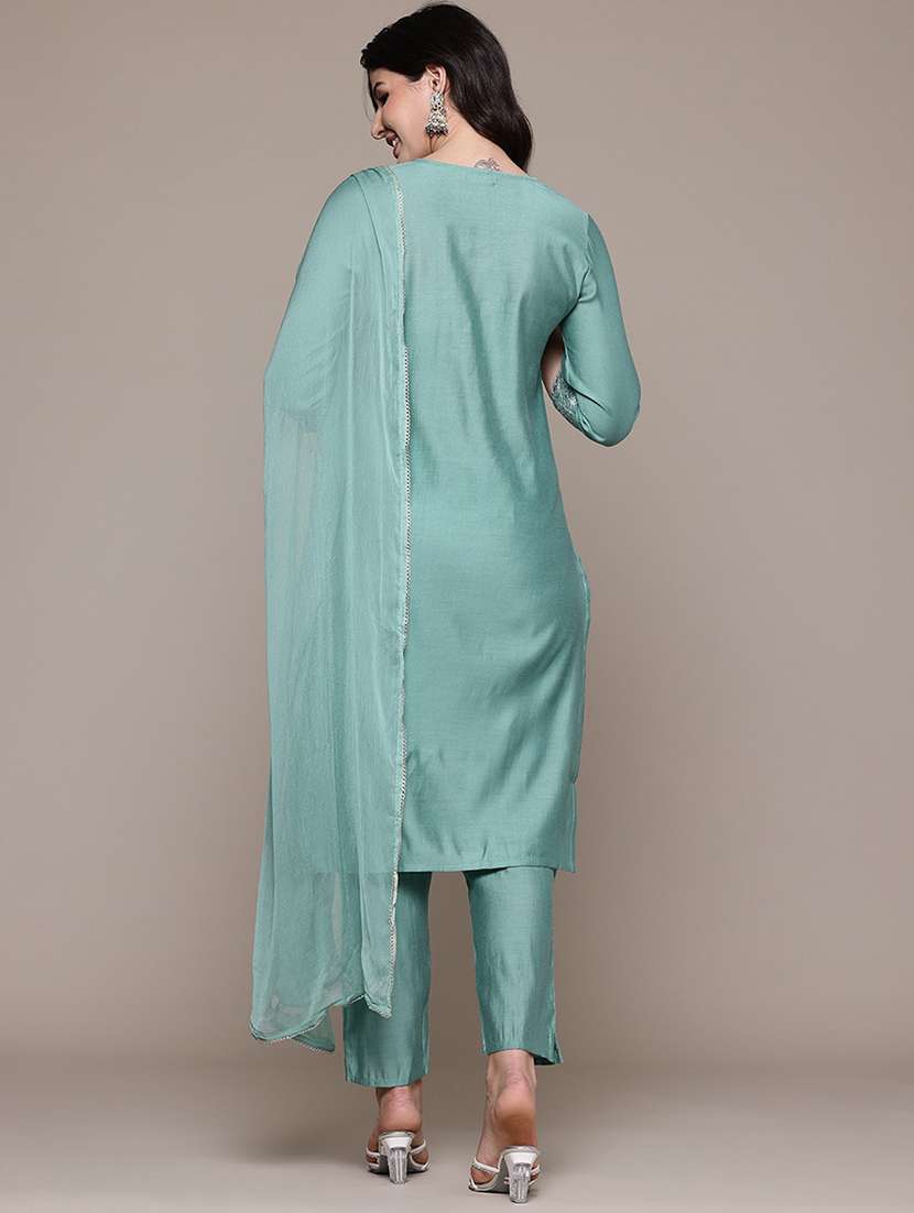 turquoise viscose suit  set - 22058131 -  Standard Image - 4