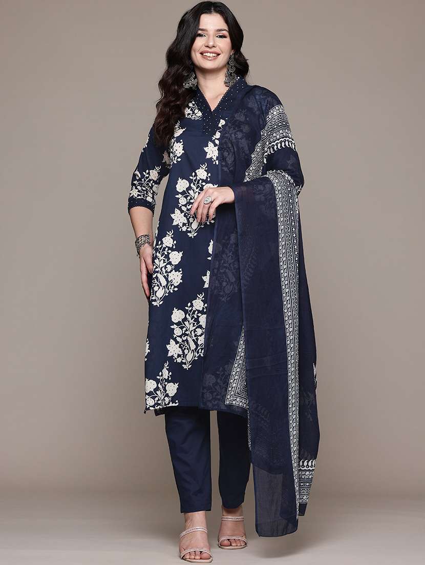blue cotton suit set - 22058132 - Standard Image - 1