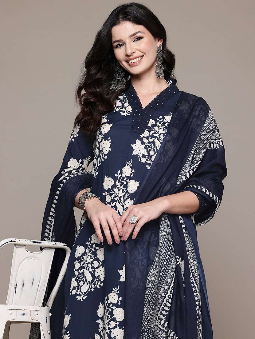 blue cotton suit set - 22058132 - Standard Image - 4