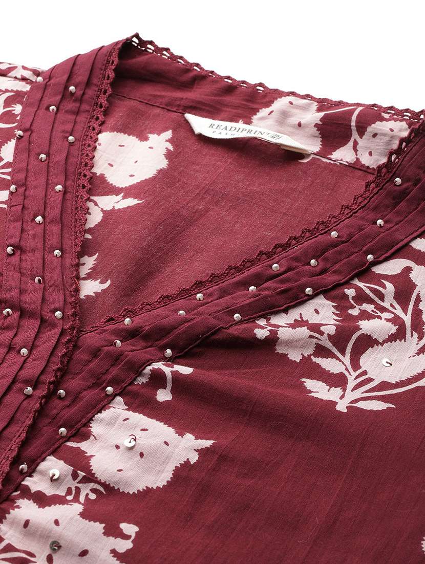 maroon cotton suit  set - 22058133 -  Standard Image - 4