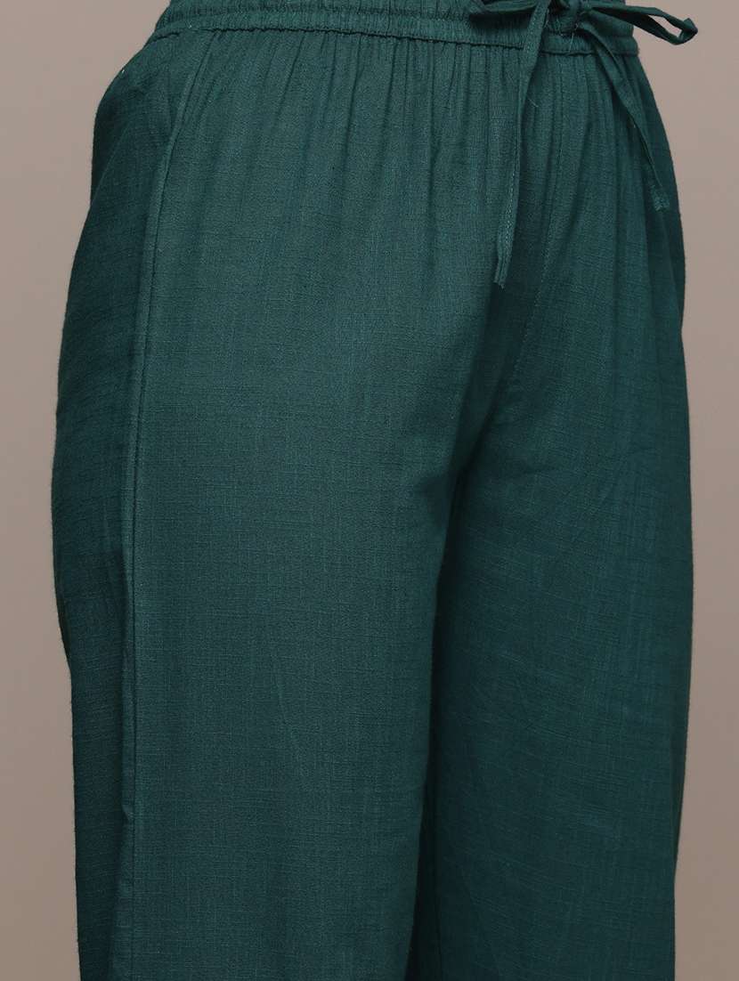 teal cotton kurta palazzo  set - 22058151 -  Standard Image - 4