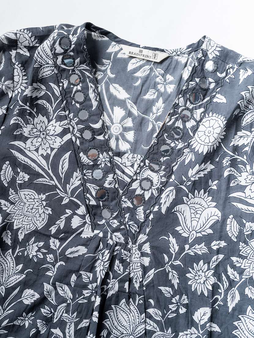 grey cotton kurta palazzo  set - 22058169 -  Standard Image - 4