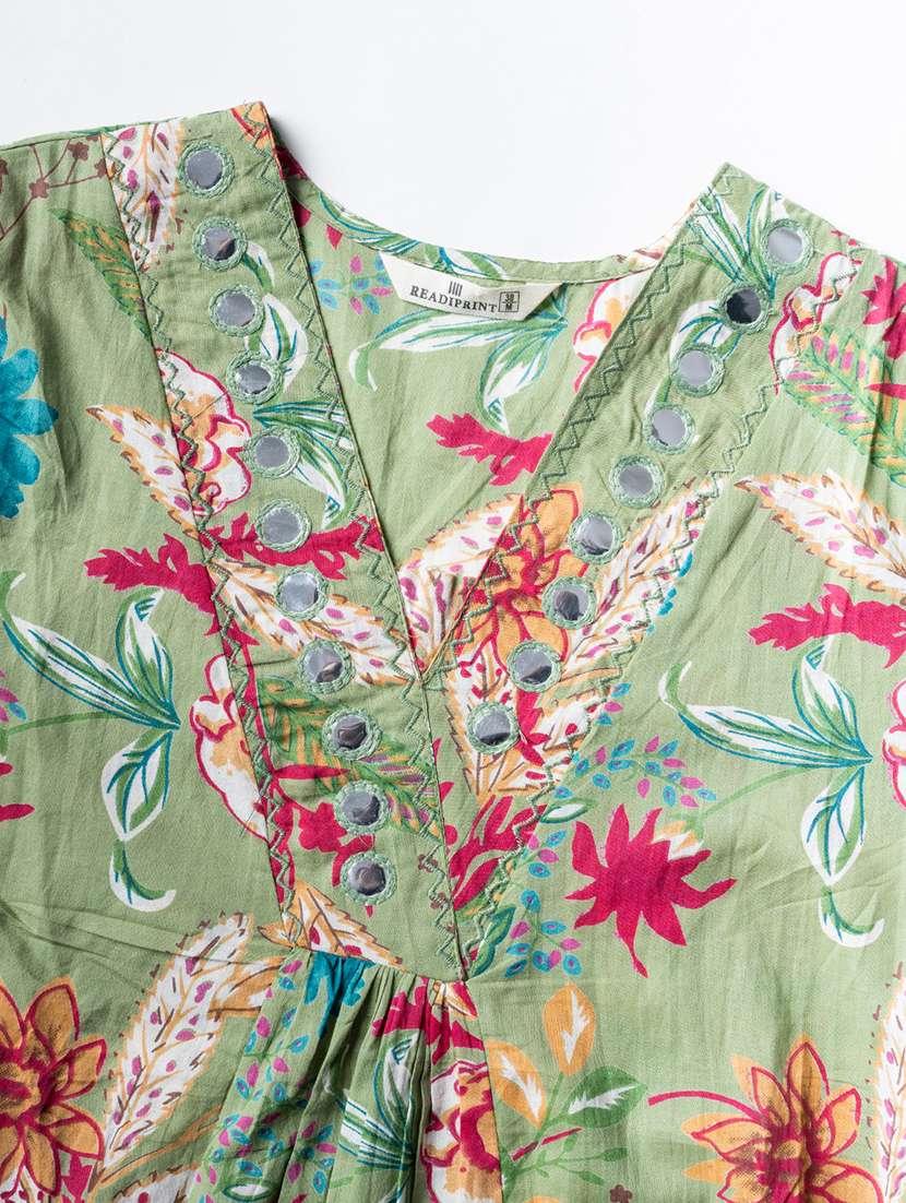 green cotton kurta palazzo  set - 22058172 -  Standard Image - 4