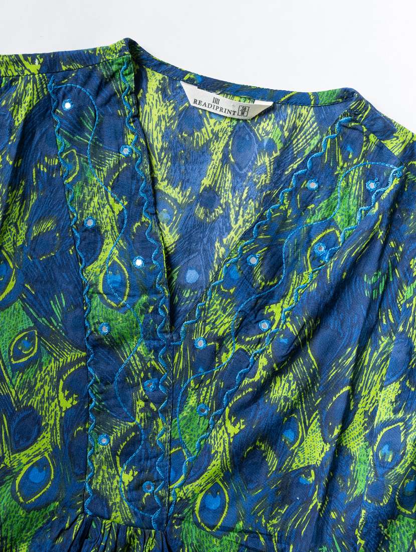 blue cotton kurta palazzo  set - 22058176 -  Standard Image - 4