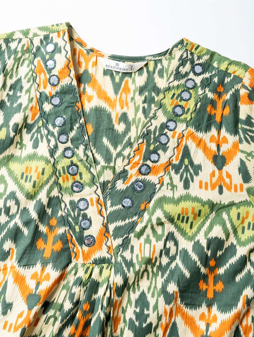 green cotton kurta palazzo  set - 22058183 -  Standard Image - 4