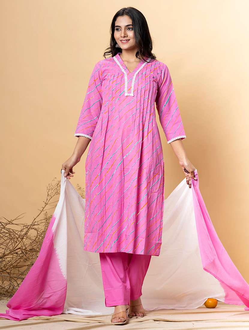 pink cotton suit  set - 22058241 -  Standard Image - 1