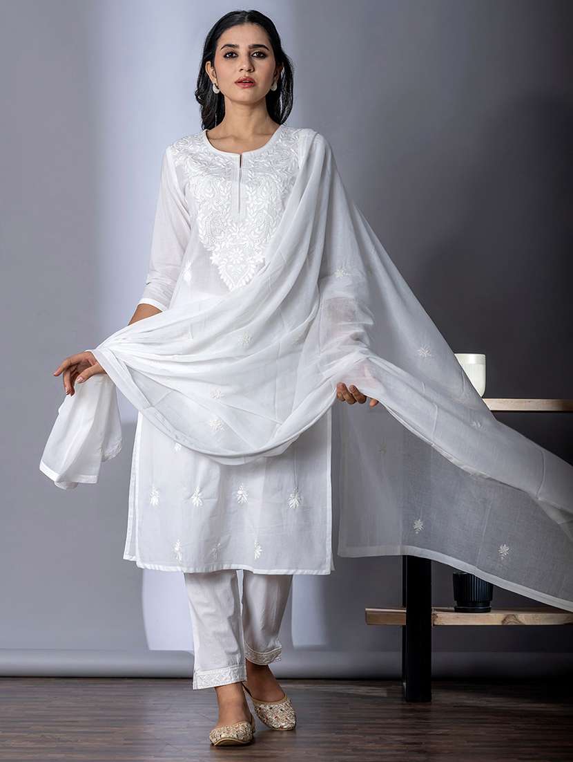 white cotton suit  set