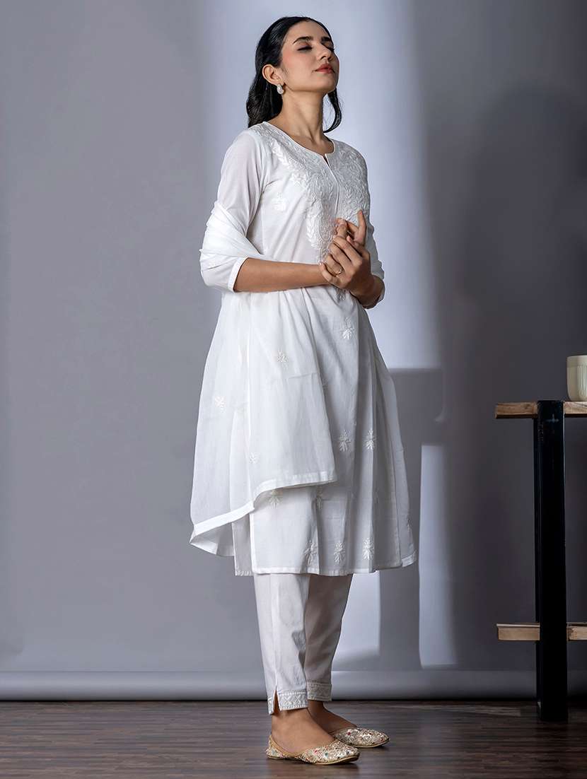 white cotton suit  set - 22058243 -  Standard Image - 4