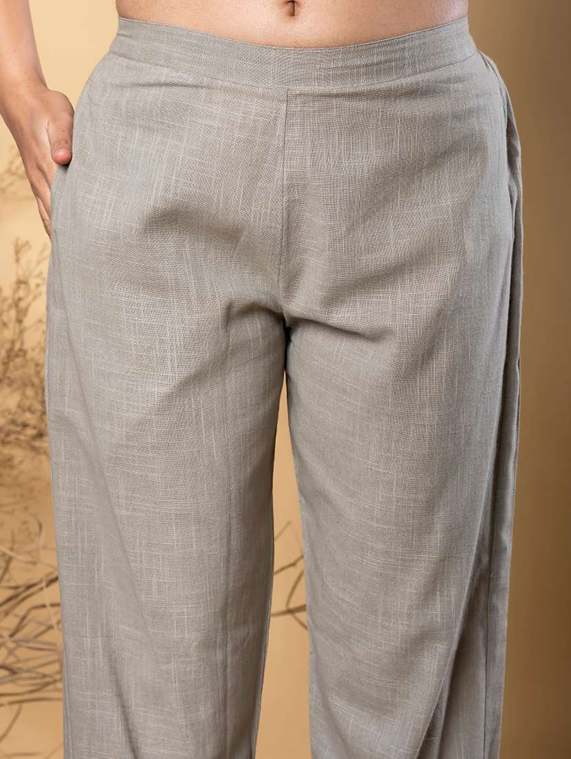 floralwomen three quarter sleeve kurta and pant with dupatta embellished kurta palazzo set with mandarin collar - 22058256 -  Standard Image - 4