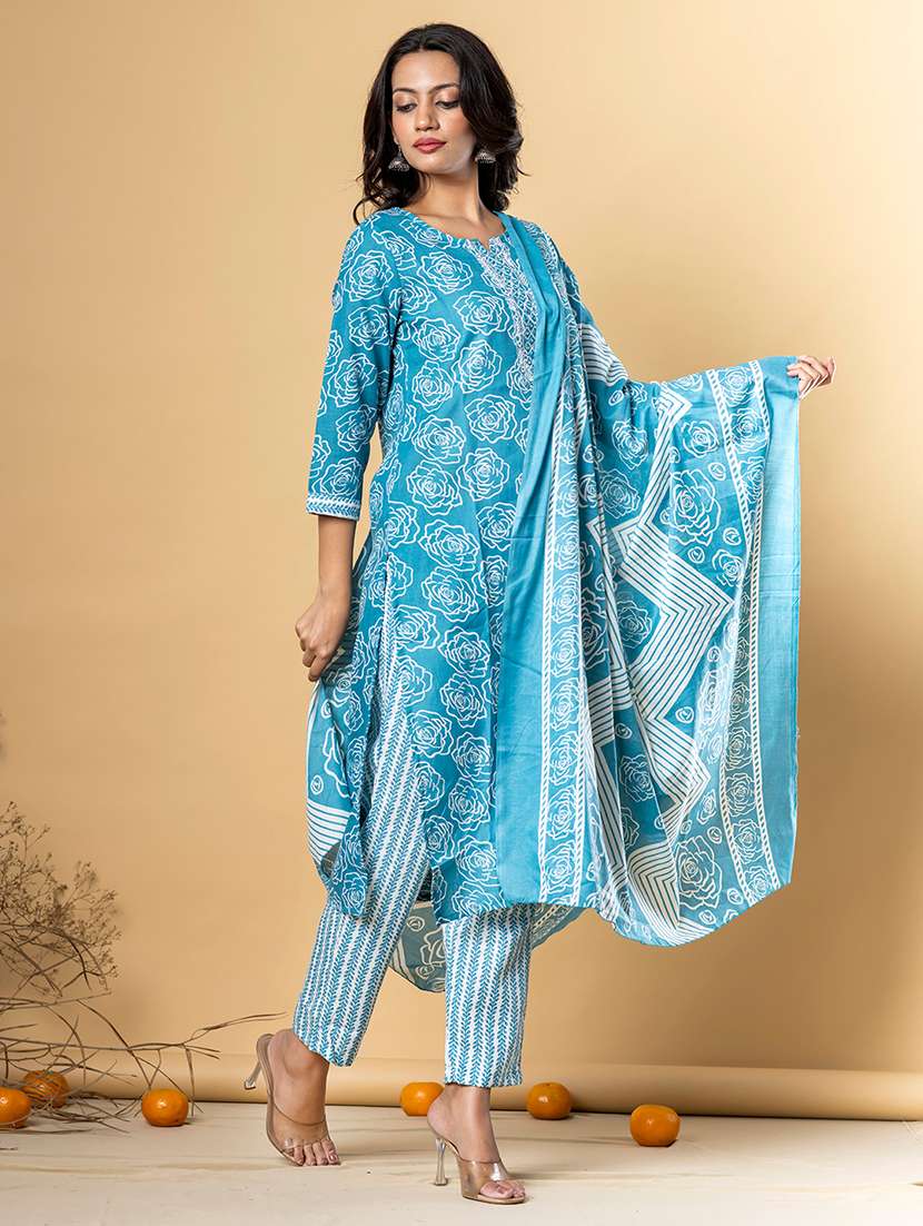 blue cotton blend suit  set - 22058259 -  Standard Image - 1