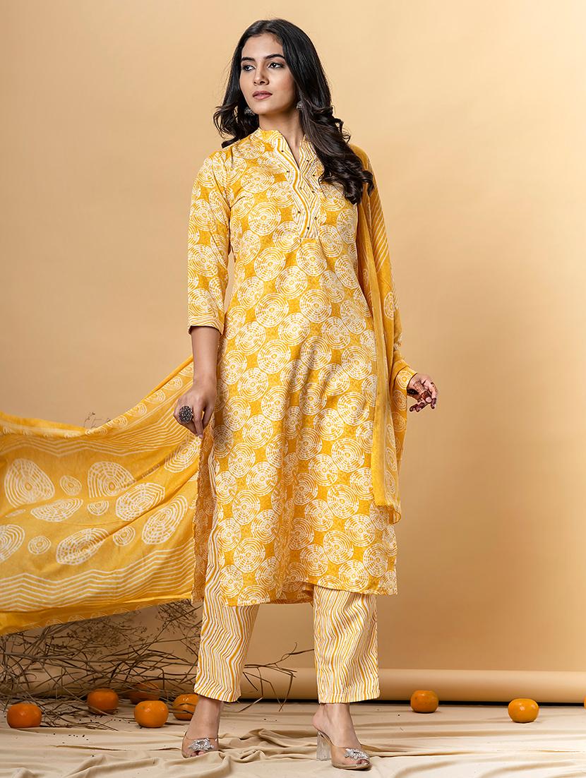 yellow cotton blend suit set - 22058276 - Standard Image - 1