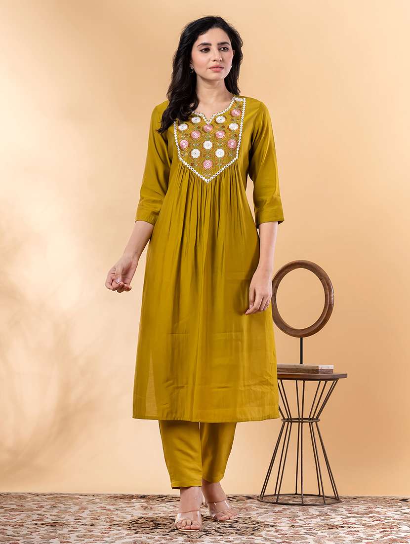gold silk kurta palazzo  set