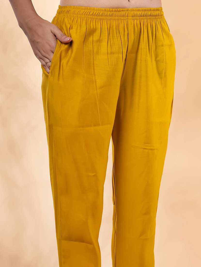 yellow silk kurta palazzo  set - 22058287 -  Standard Image - 4