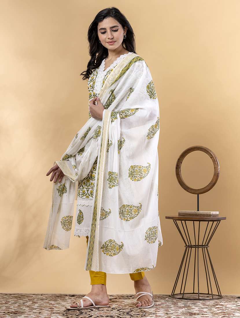 yellow cotton suit  set - 22058313 -  Standard Image - 1