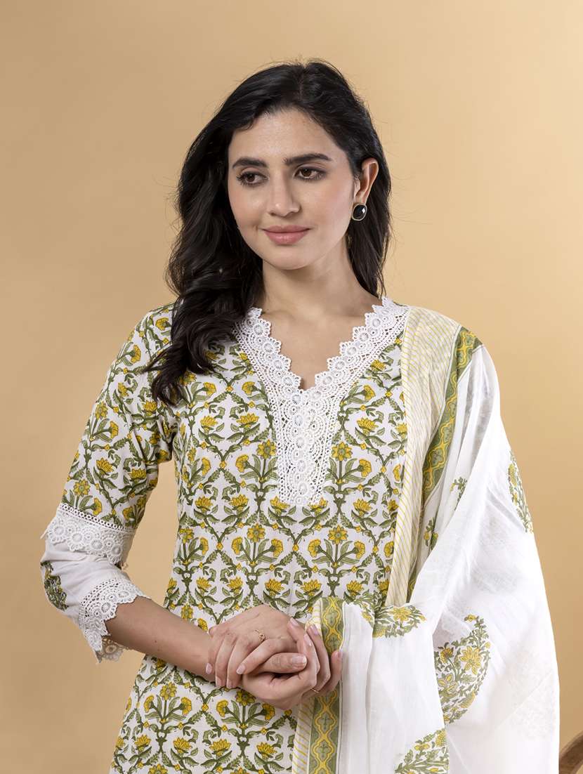 yellow cotton suit  set - 22058313 -  Standard Image - 4