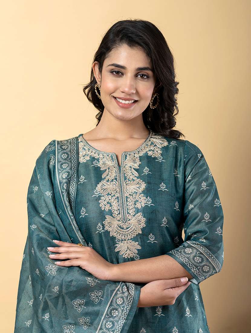 green silk blend suit  set - 22058331 -  Standard Image - 1