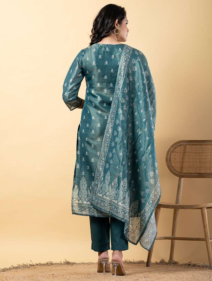 green silk blend suit  set - 22058331 -  Standard Image - 4