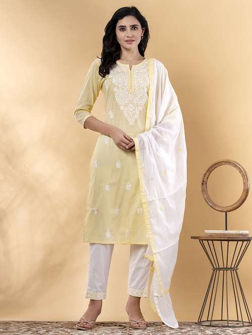 yellow cotton suit  set - 22058332 -  Standard Image - 0