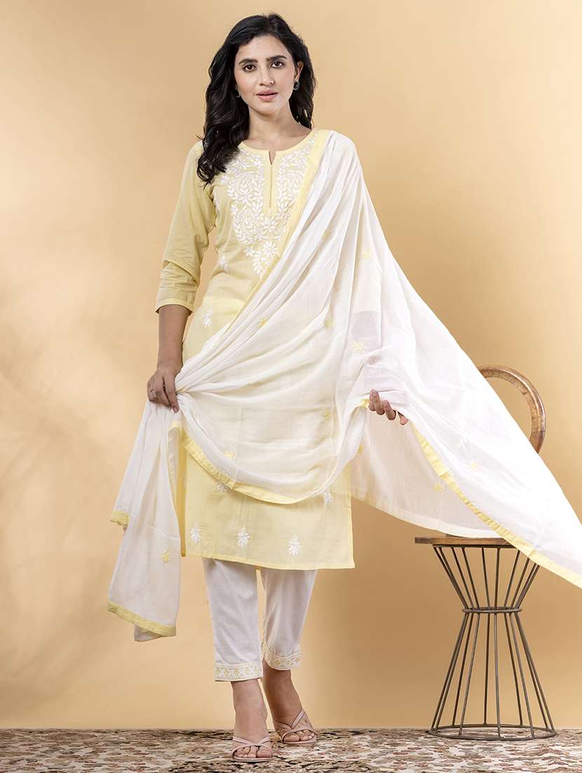 yellow cotton suit  set - 22058332 -  Standard Image - 1
