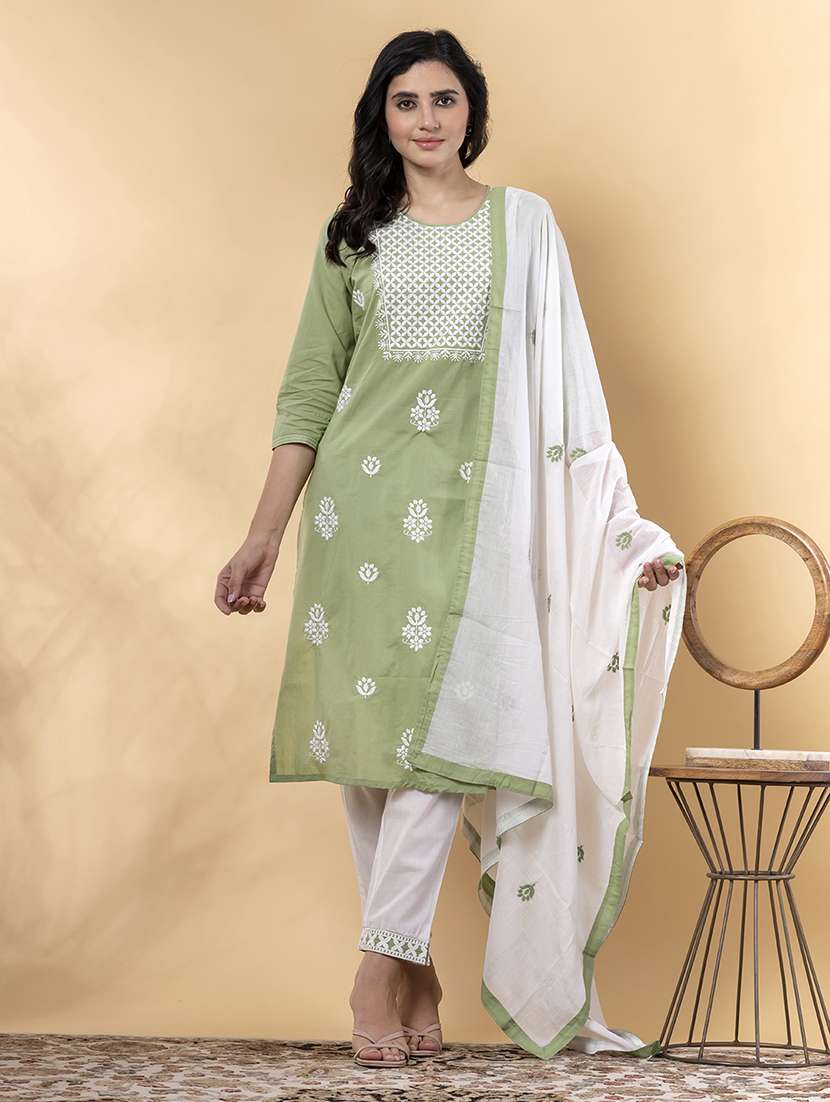 green cotton suit  set