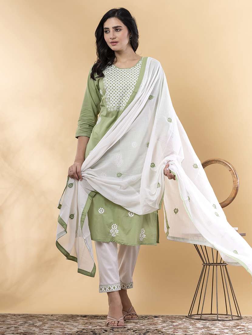 green cotton suit  set - 22058333 -  Standard Image - 1